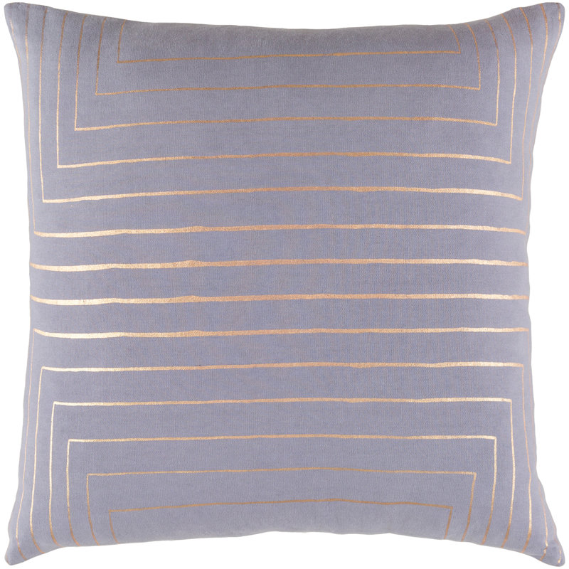 Crescent 22" Gray and Gold Cotton Throw Pillow