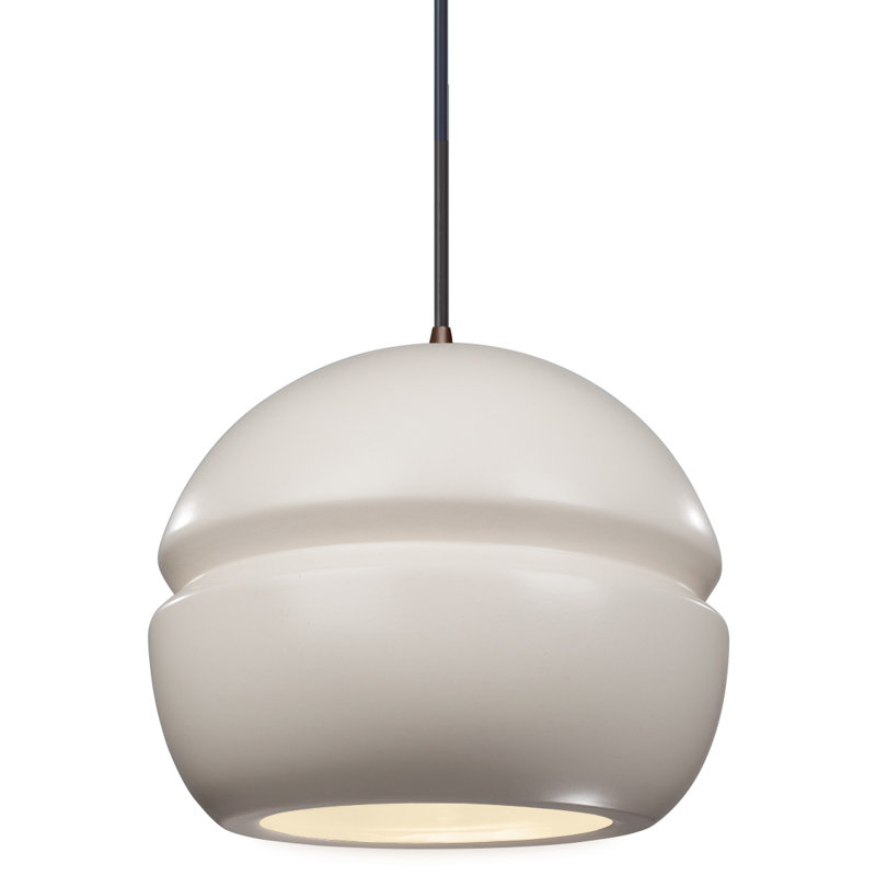 Luminaire suspendu à 1 lumière Logan, Bronze foncé, Blanc mat