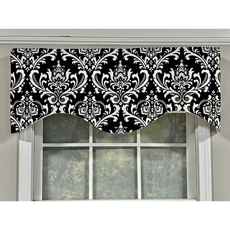 Ozbourne Damask Damore 50" Window Valance, Black