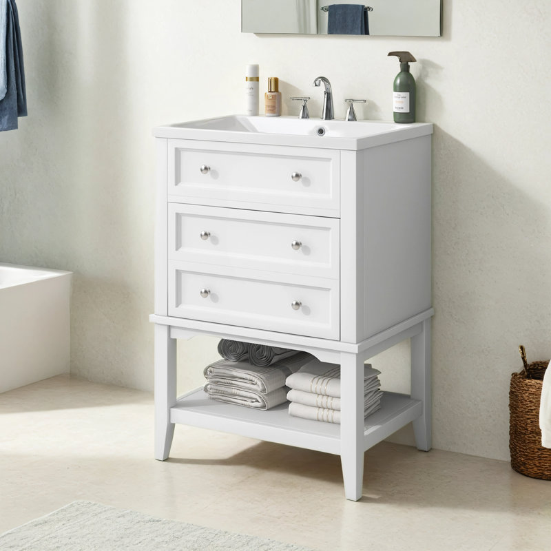 Rutila 24 " W Free Standing Wall Mounted 1 Single Vanity Bathroom Vanity With Ceramic Top