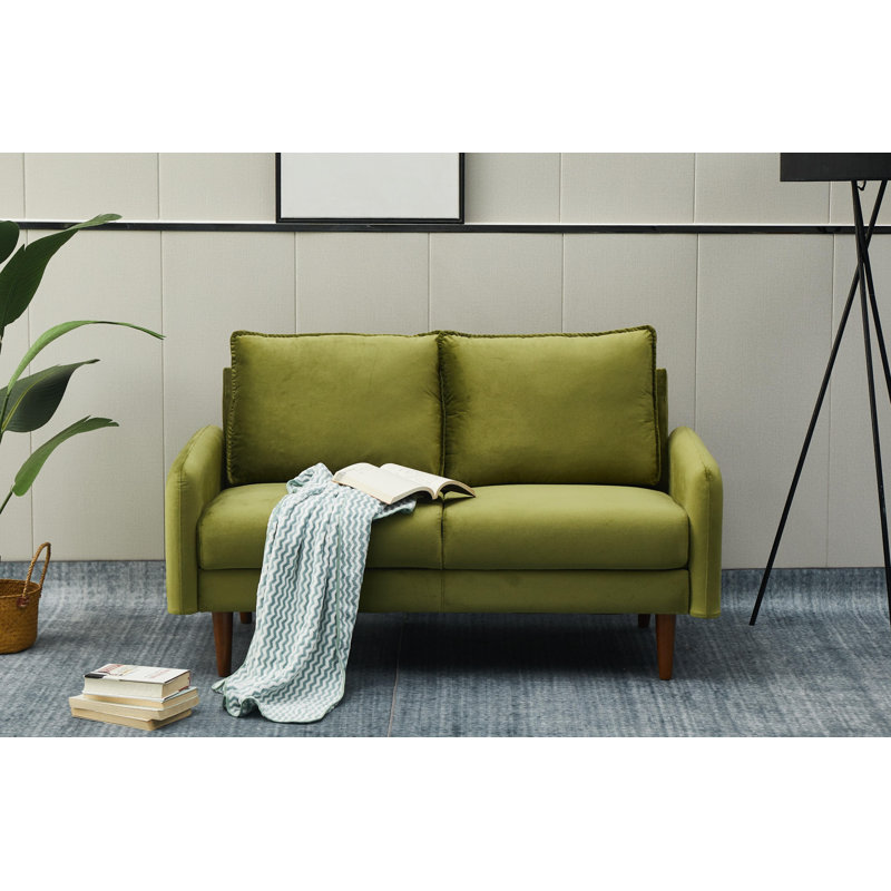 Morrone 57.8'' Velvet Loveseat, Army Green Velvet