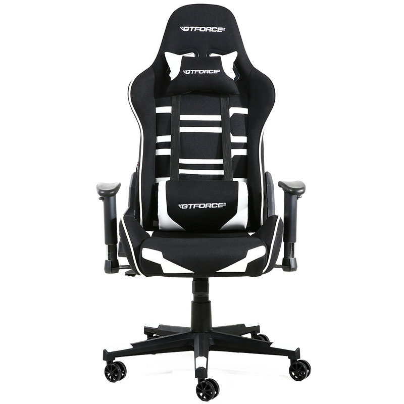Brayden Studio Forbis Reclining Faux Leather PC & Racing Game Chair, White/Black