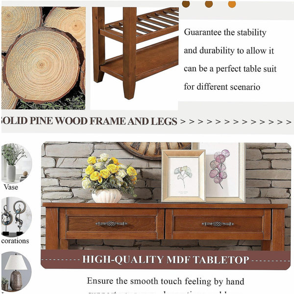 Red Barrel Studio Console Sofa Table with 2 Storage Drawers and 2 Tiers ...