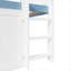 Lit mezzanine double en bois massif avec rangement inspiré de la maison avec rangement intégré sous le lit, blanc éclatant
