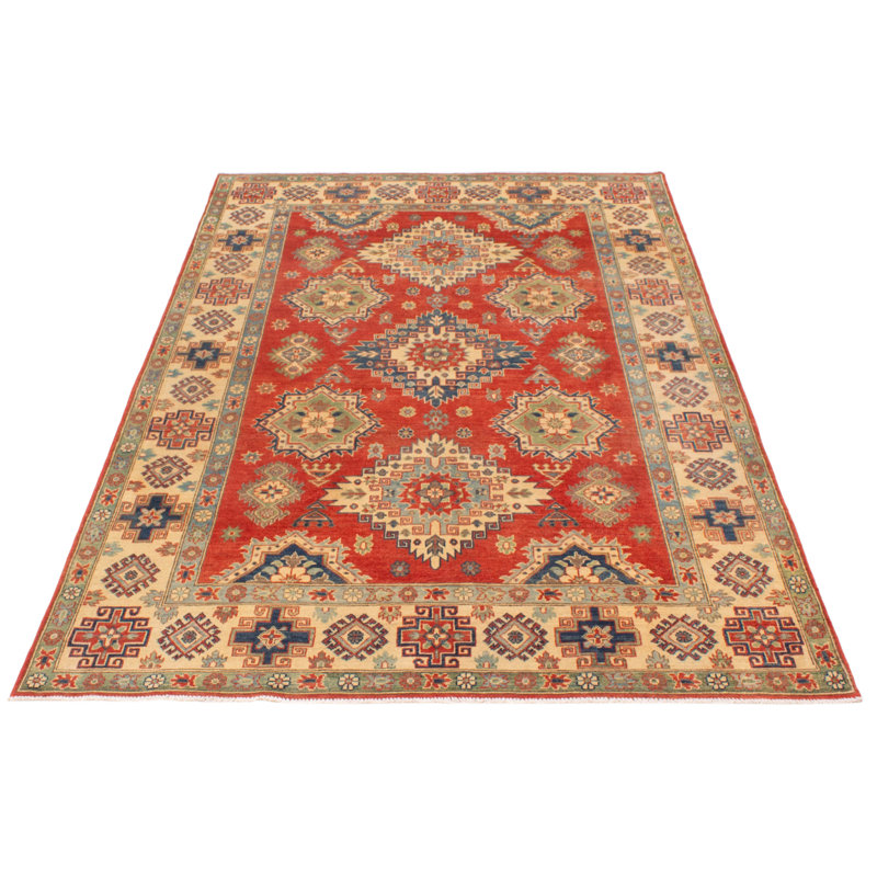 Tapis rouge nouvel âge en laine 6 pi 6 po x 9 pi 8 po Ostadar
