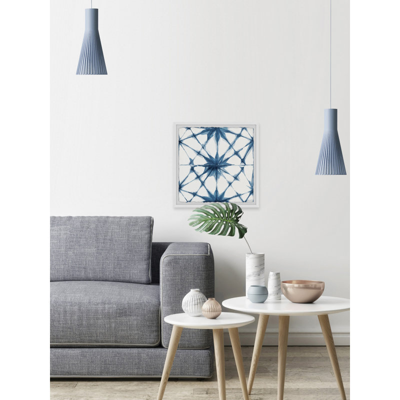 «Blue Geometric Motif», reproduction encadrée, L 12 po x H 12 po