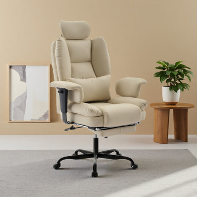 Chaise de bureau ergonomique en similicuir de 200 kg avec support lombaire et dossier haut, chaise de bureau ergonomique avec appui-tête relevable