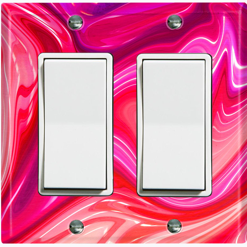 Red Pink Candy Swirl Patterned 2 - Gang Rocker Standard Wall Plate