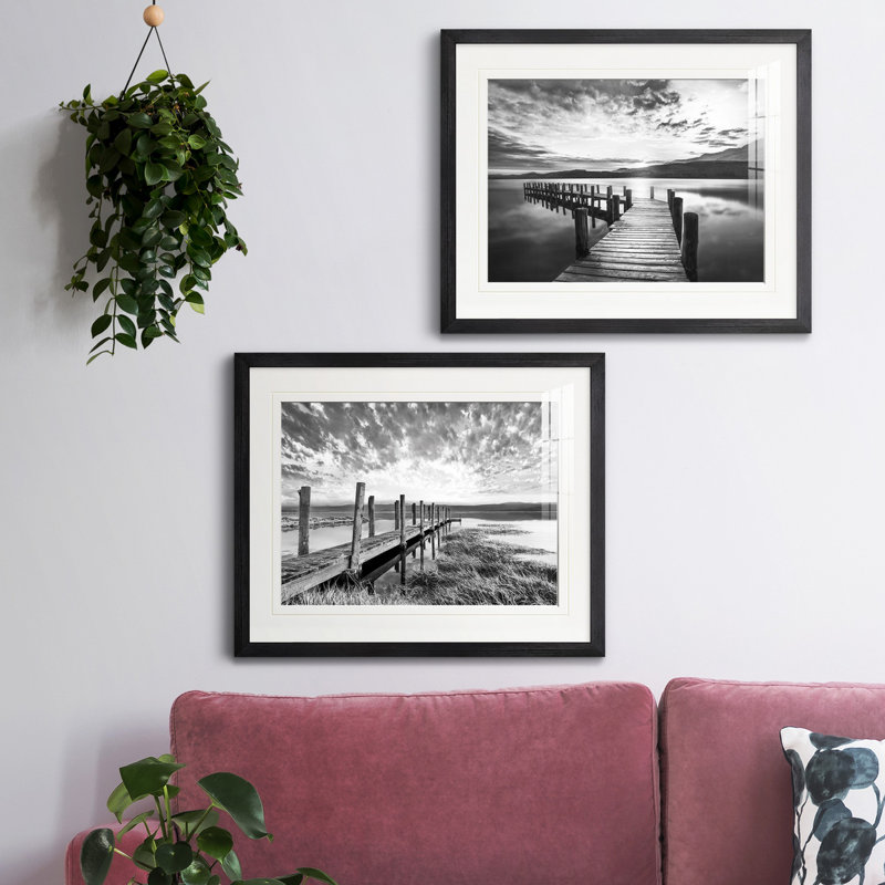 Reproduction de photo sur toile, Papier avec cadre noir, Blanc mat