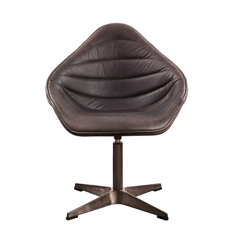 Fauteuil pivotant en cuir - ébène, construction pivotante de bureau en ébène, offre un bon soutien
