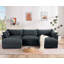 Canapé modulaire en tissu chenille avec tiroirs sous le siège et repose-pieds avec rangement Chenille-777588537-777588540