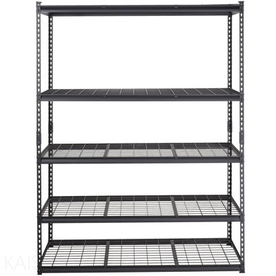 Storage Shelving Unit, 5-Tier Adjustable, 2000 Lbs Capacity, Heavy Duty Garage Shelves Metal Organizer Wire Rack, Black, 60" L X 24" W X 78" H For Kitchen Pantry Basement Bathroom Laundry Closet