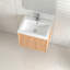 Armoire de salle de bain flottante en bois massif 24 po 24 po, fixée au mur avec 2 tiroirs rainurés, lavabo en résine blanche, style américain, meuble-lavabo de 19,35 po de hauteur, vasque de rangement intégrée, design,