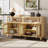 Bohemian Style Rattan Buffet Storage Cabinet with Solid Wood Frame, Push-to-Open Design-2027855633