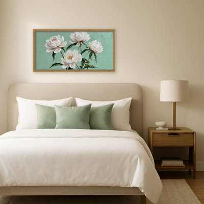 «White Peony» par Hugo, reproduction d'art sur toile encadrée