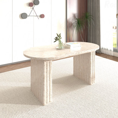 Table de salle à manger extensible pour 4 à 8 personnes, table de cuisine ovale avec base en bois pour salon familial