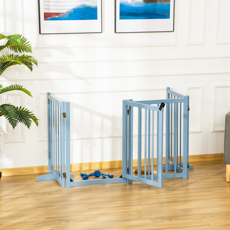 Free Standing Pet Gate With Door, Grey