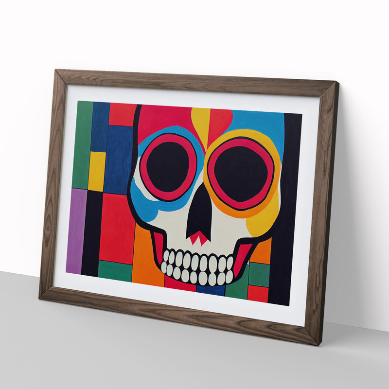 Abstract Skull - Framed Print, 34cm H x 46cm W x 2cm D, Walnut