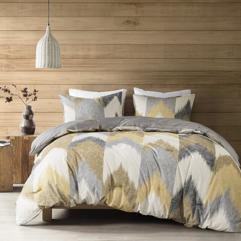 3 Piece King/ King Bedding - Yellow Printed Cotton, Filling, Comforter Cotton Print, , Classic, King
