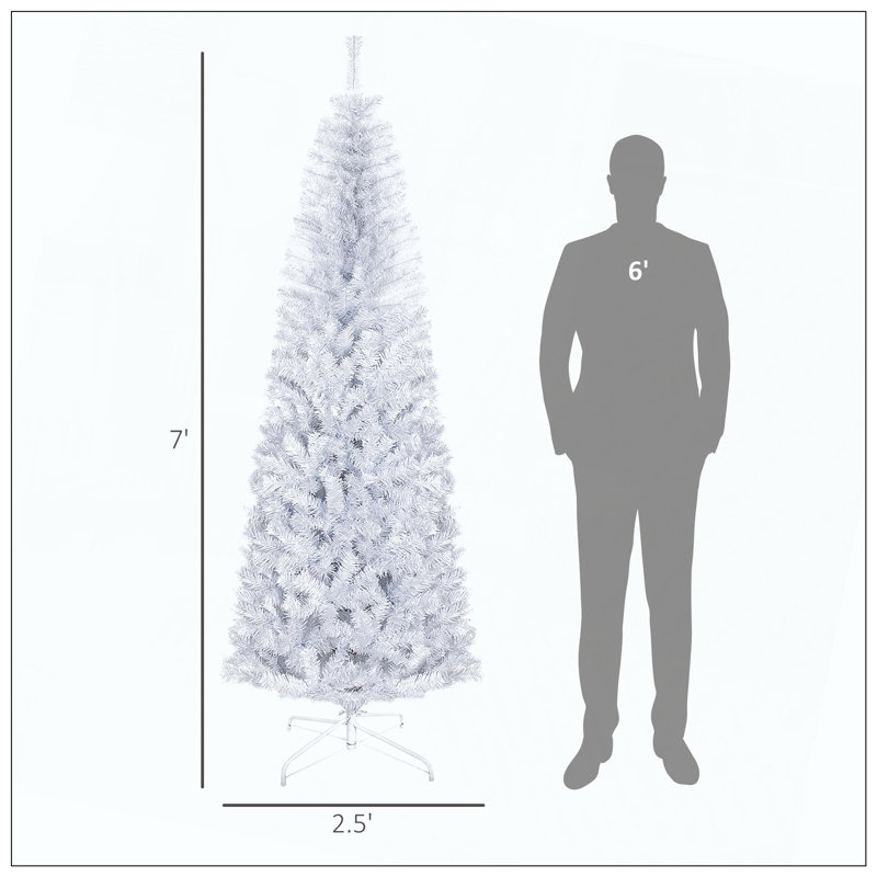 Sapin de Noël artificiel non illuminé avec branches réalistes, arbre d'Halloween avec 818 pointes, H 6,9 pi, Blanc