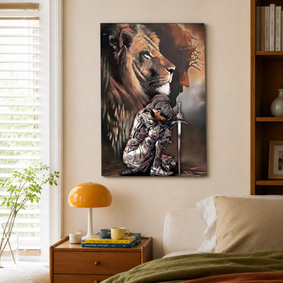 Lion Warrior God Warrior Lion of Judah Religious Poster