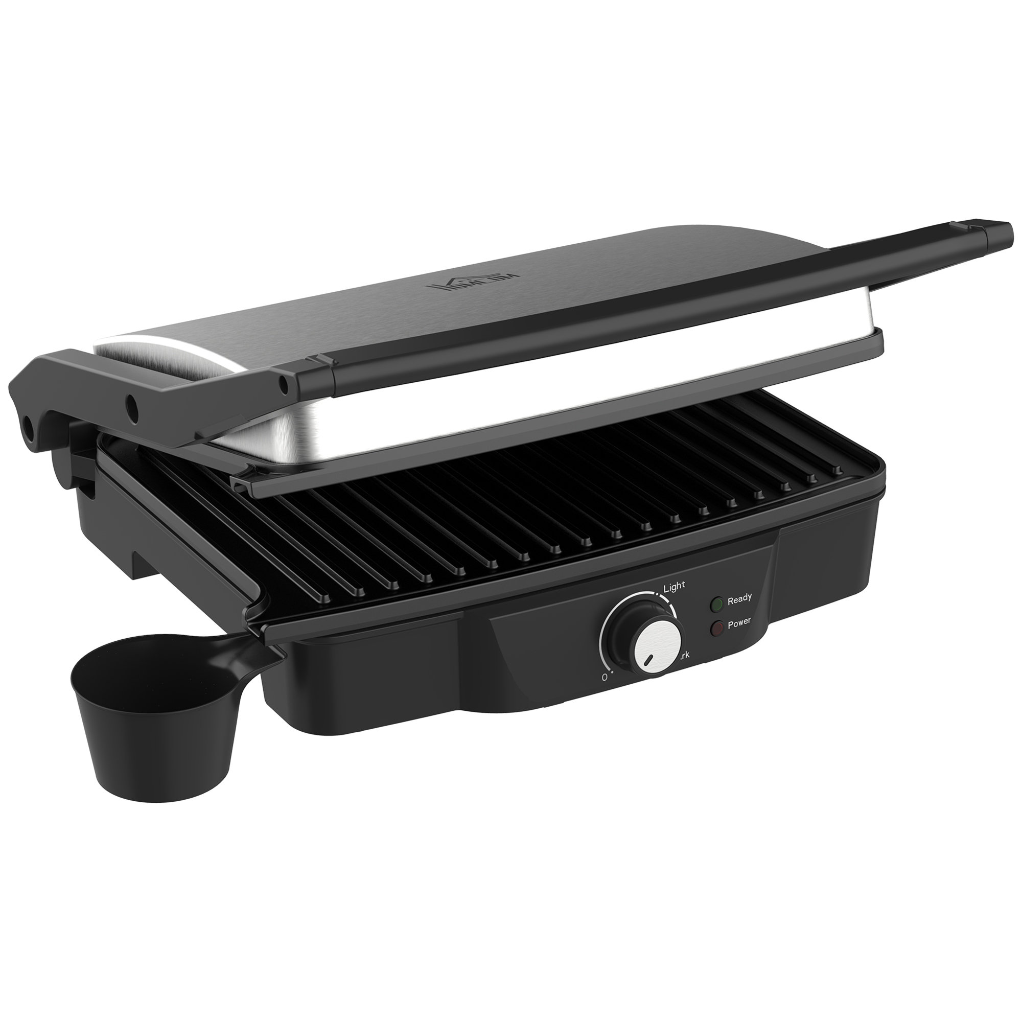 Hamilton Beach Searing Grill 118 in. Stainless Steel Indoor Grill with Non-Stick Plates, Silver