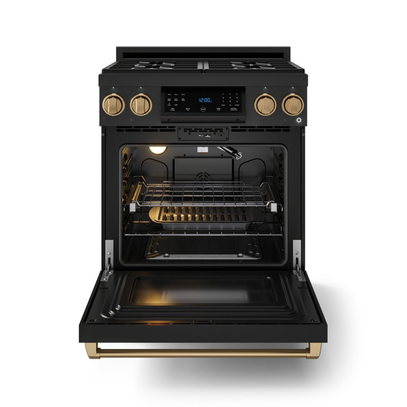 Gordon Ramsay by THOR Kitchen 30 Inch Professional Gas Range with Tilt Panel Touch Control in Black/Bronze, Black, Bronze