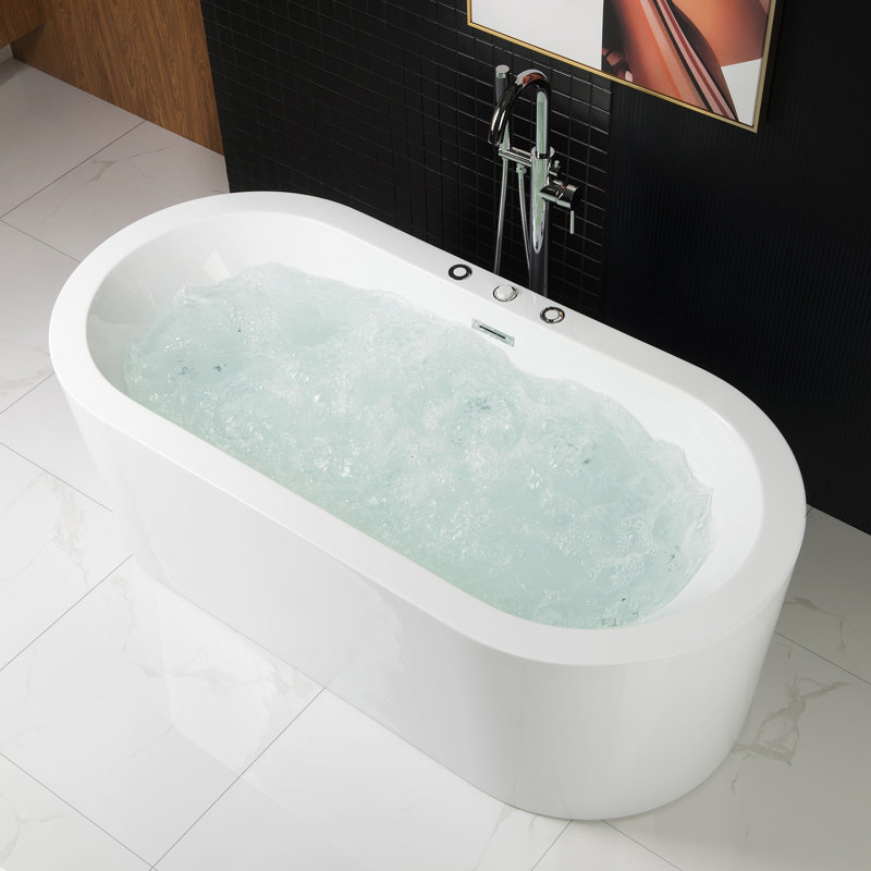 67" x 32"  Whirlpool/Air Bubble Freestanding Soaking Double Ended Bathtub with Faucet