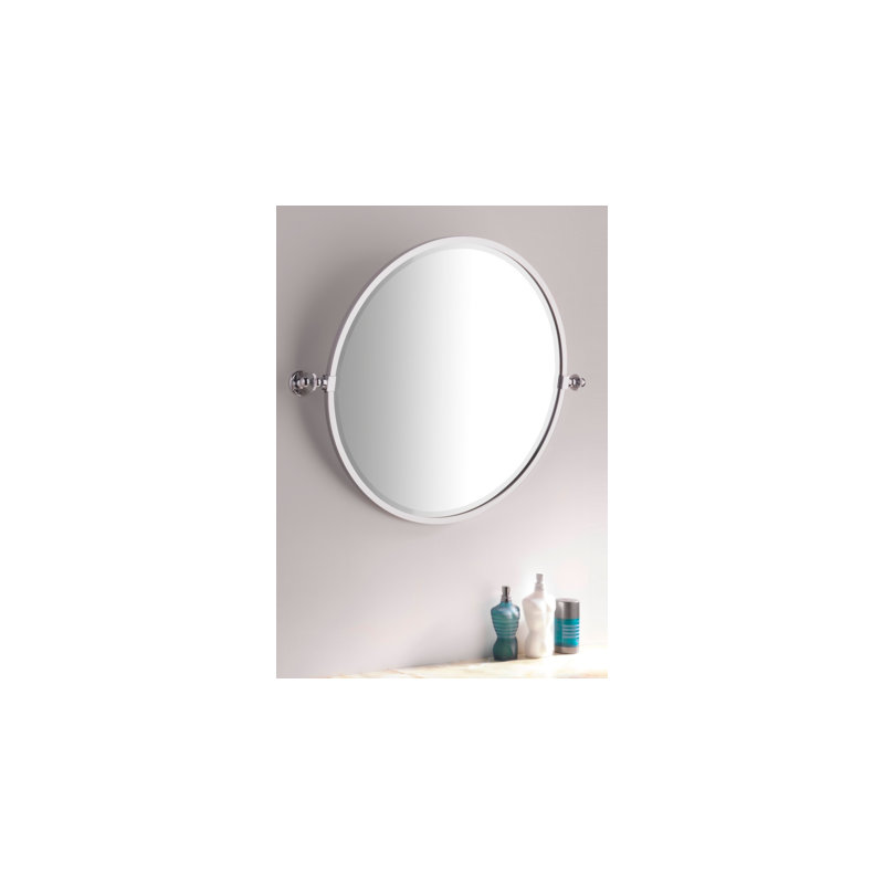 Flat Metal Beveled Wall Mirror, Polished Chrome