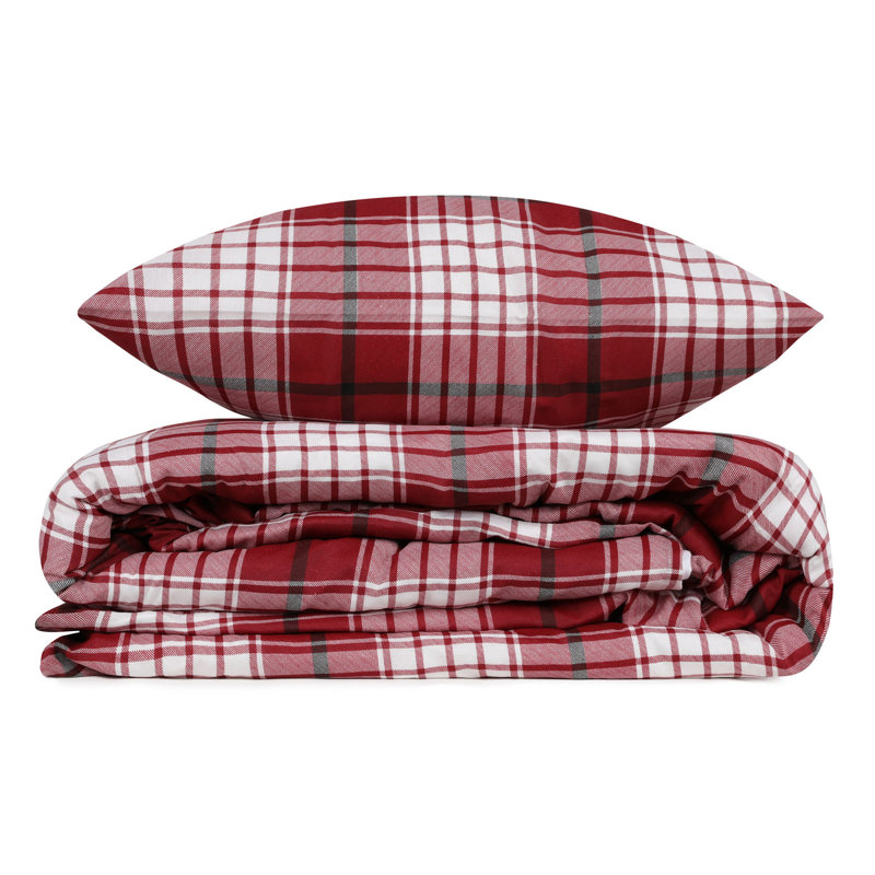 Ensemble de housse de couette simple, rouge et blanc, 55,1 po x 78,7 po | 65% coton, 35% polyester, 120 fils au pouce carré | Lavable à la machine, housse de couette et enveloppe à fermeture à boutons | Une literie confortable et élégante pour toute chambre à coucher
