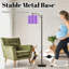 Lampe sur pied à arc avec abat-jour réglable mauve blanc à rayures verticales Lampe sur pied à 3 températures de couleur à intensité variable avec interrupteur au pied pour chambre à coucher