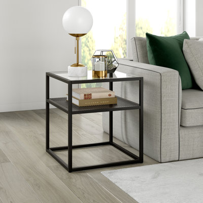 Deimy Glass Top Frame End Table