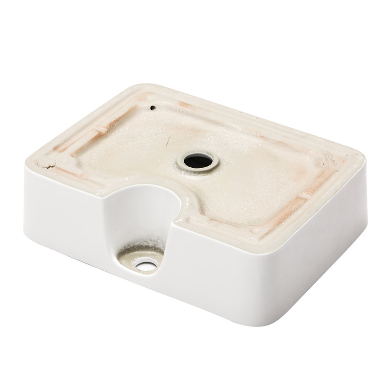 Lavabo de salle de bain en céramique argile réfractaire rectangulaire blanc pur au-dessus du comptoir avec trou de robinet 19 po Lofeyo
