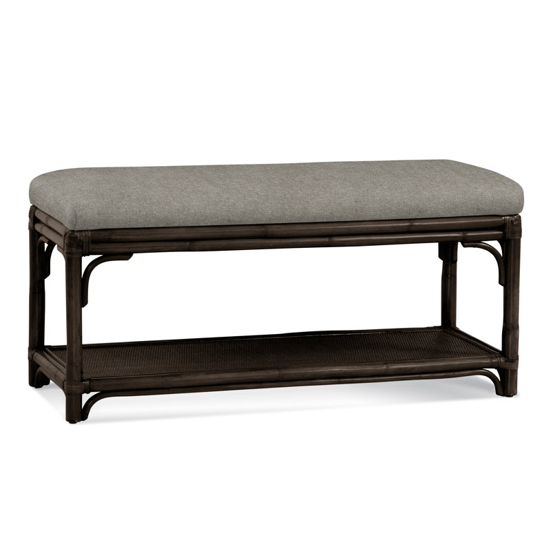 Summer Retreat Wicker Shelf Storage Bench, Java, Basic Grey; 0317-83