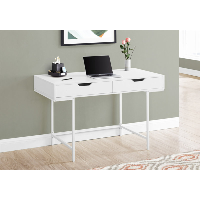 Bureau d'ordinateur, bureau personnel, ordinateur portable, tiroirs de rangement, travail, contemporain, moderne, Blanc