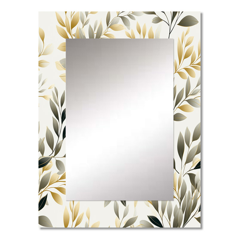 Rupesh Minimalist Nature - Plantes, miroir mural unique, miroir bohème, impression sur métal, 32 po x 24 po