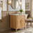 24" Modern Farmhouse Vanity Set, Solid Wood & MDF Cabinet With Gold Handles, Ceramic Top & 3-Drawer Storage-1176885492