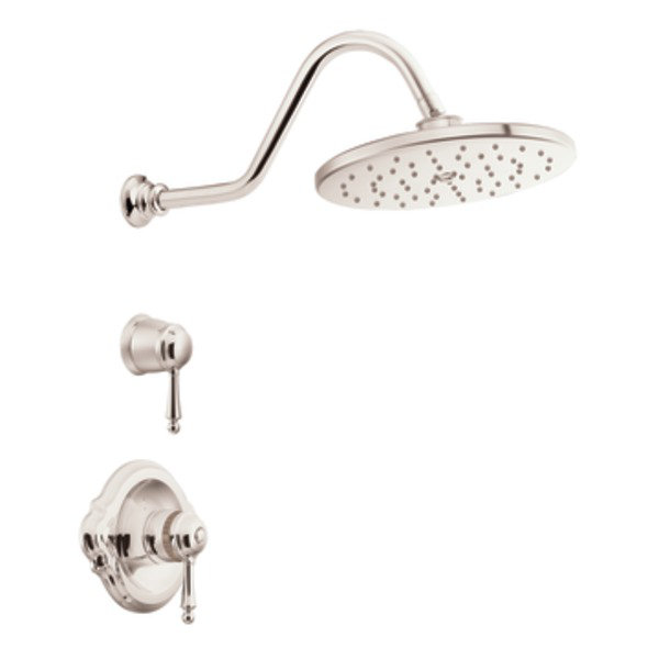 Garniture de robinet de douche thermostatique avec poignée levier Waterhill, Nickel