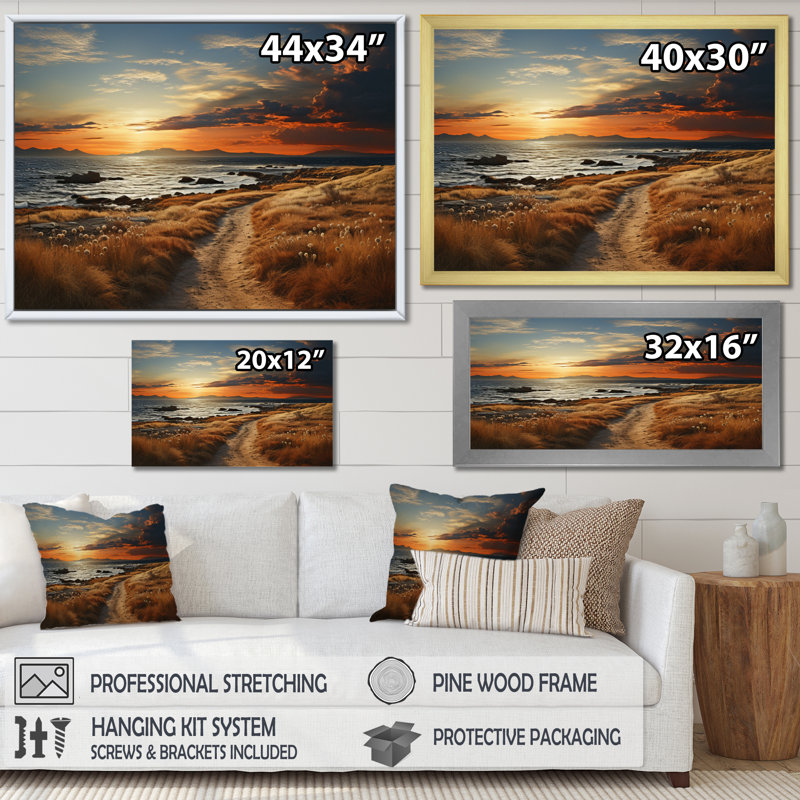 Photo de plage Sables d'or IV - impression, Cadre flottant doré, H 24 po x l 32 po x P 1 po
