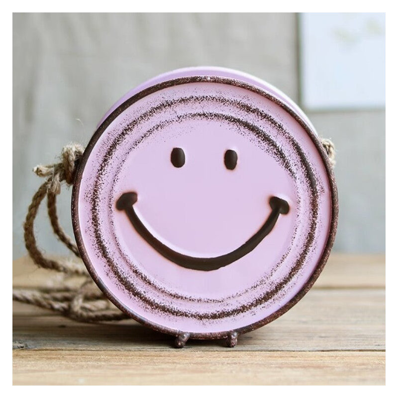Happy Face Hanging Planter, Pink