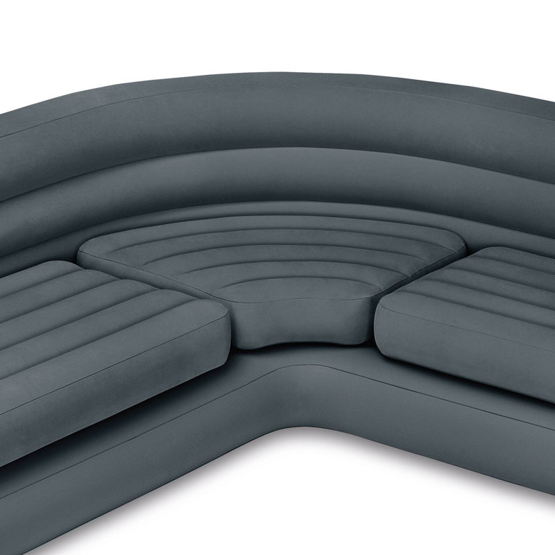 Upholstered L-Shaped Sectional Right Hand Facing, Gray Vinyl, Gray