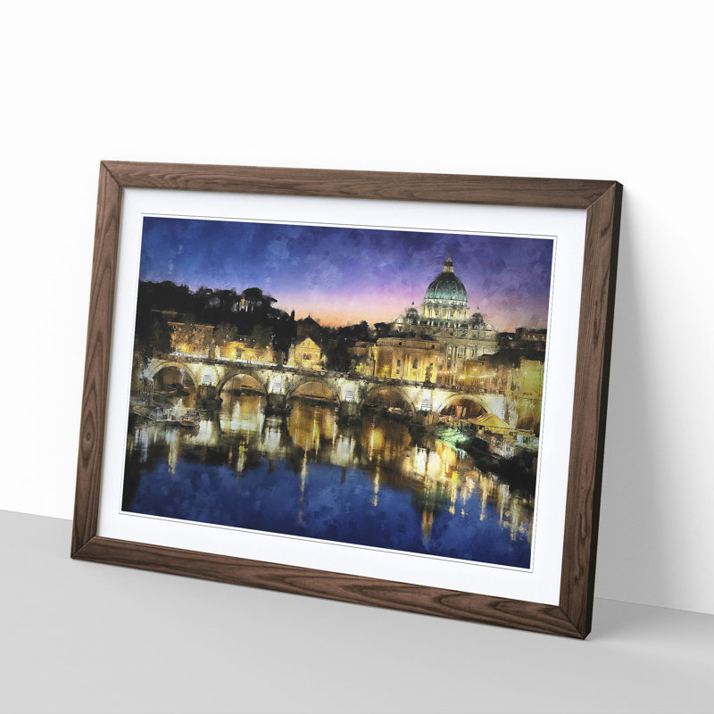 St. Peter's Basilica in Rome Italy - Picture Frame Graphic Art Print, Walnut Framed, 62cm H x 87cm W x 2cm D