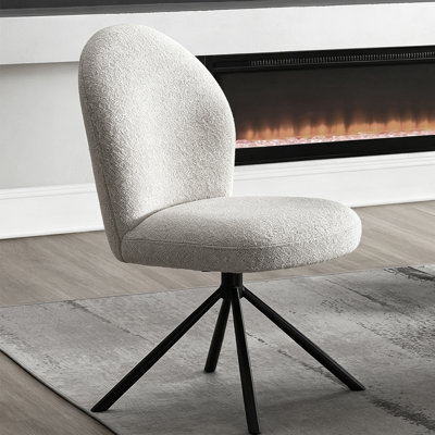 Chaise de salle à manger pivotante blanc cassé, moderne et minimaliste