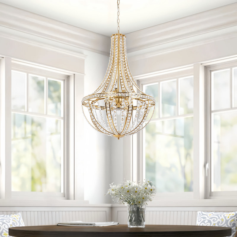 Lustre empire à intensité variable en cristal doré 9 lumières Joela