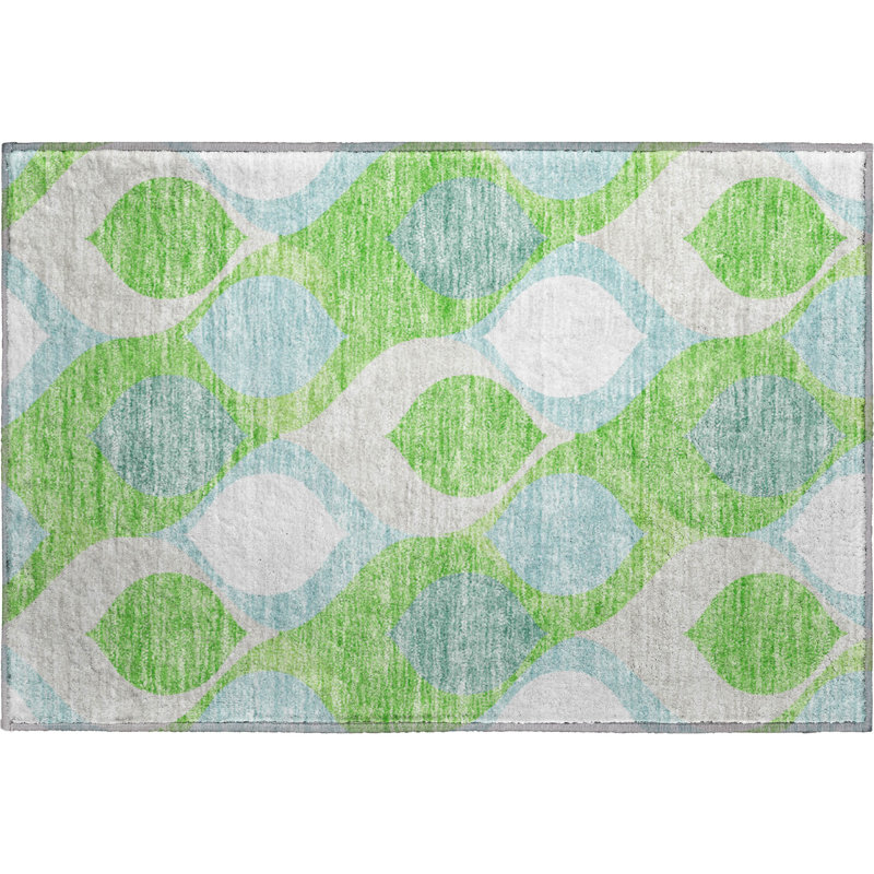 Premium Machine Washable Lisse Lime Rug, Rectangle 1' 8" x 2' 6"