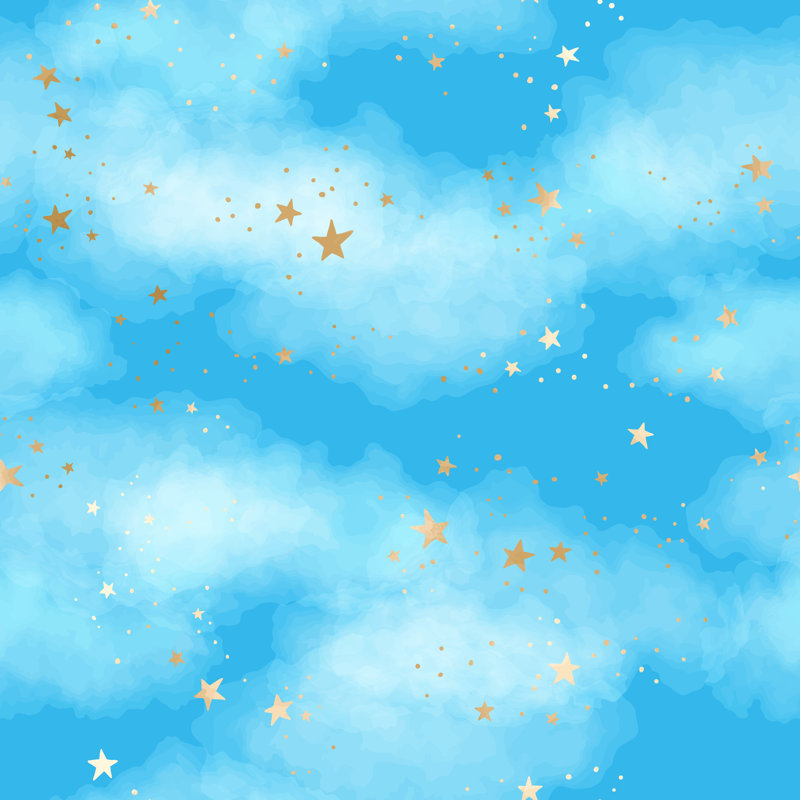 Seamless Bright Blue Night Sky Pattern by Tamiris6 - Wrapped Canvas Print, 91cm H x 91cm W