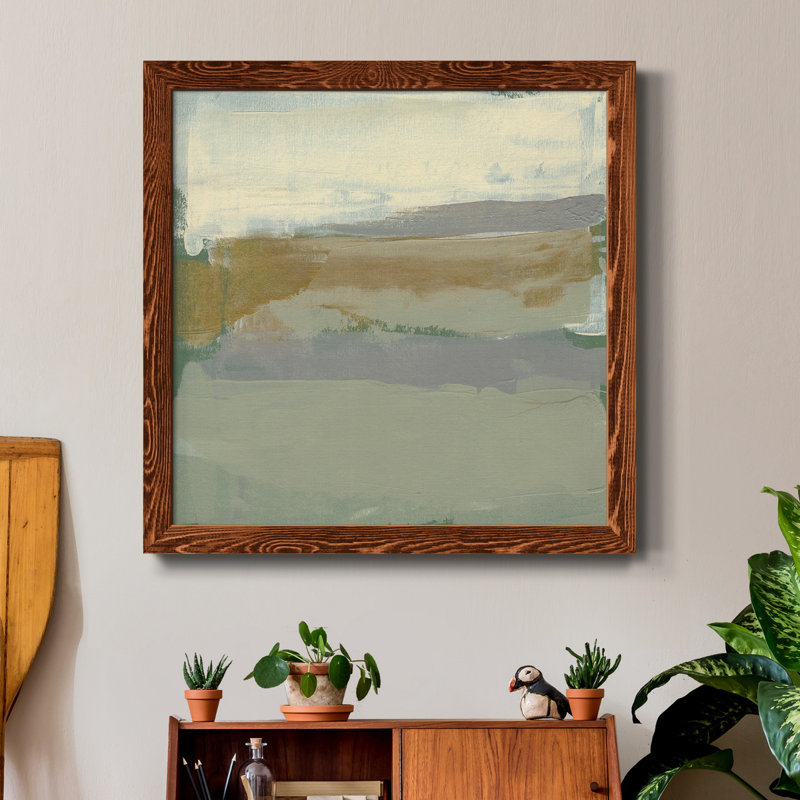 Toile encadrée sauge et or I-Premium - prête à être accrochée, H 27,5 po x l 27,5 po x P 1,5 po, Cadre en érable