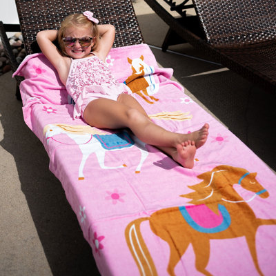 Wildkin Kids Beach Towel – 100% Cotton, Soft & Absorbent, Ideal Pool & Beach Essential - Horses