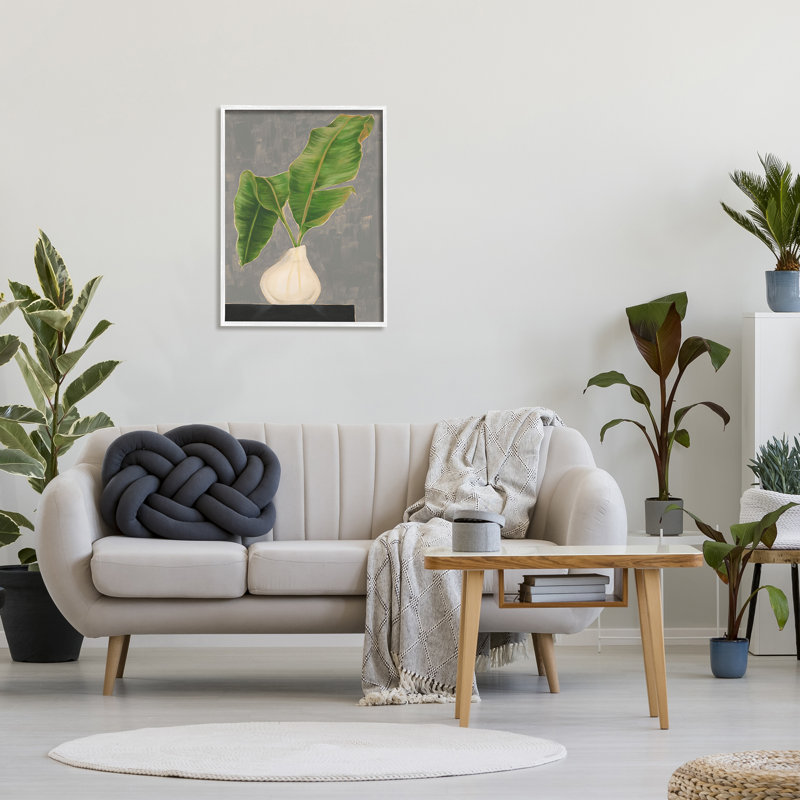 «Tropical Plant Leaf», peinture de table contemporaine par Jennifer Goldberger, H 30 po x l 24 po x P 1,5 po