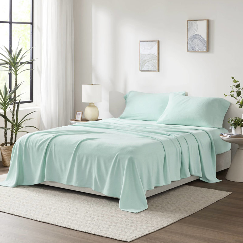 Ensemble de 3 draps simples, 100% molleton, toucher à la main, boulochage, non pelucheux, entretien sans effort